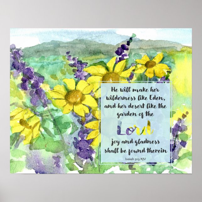 Scripture Isaiah 51:3 Desert Lupines Wildflowers Poster (Front)