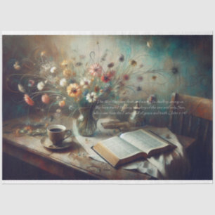 Scripture (John 1:14) Still Life Decoupage Tissue Paper