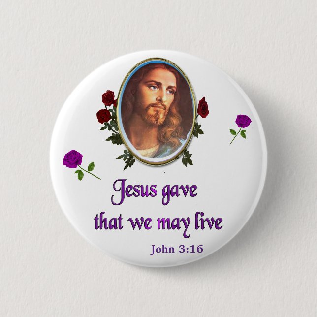 Scripture John 3:16 6 Cm Round Badge (Front)