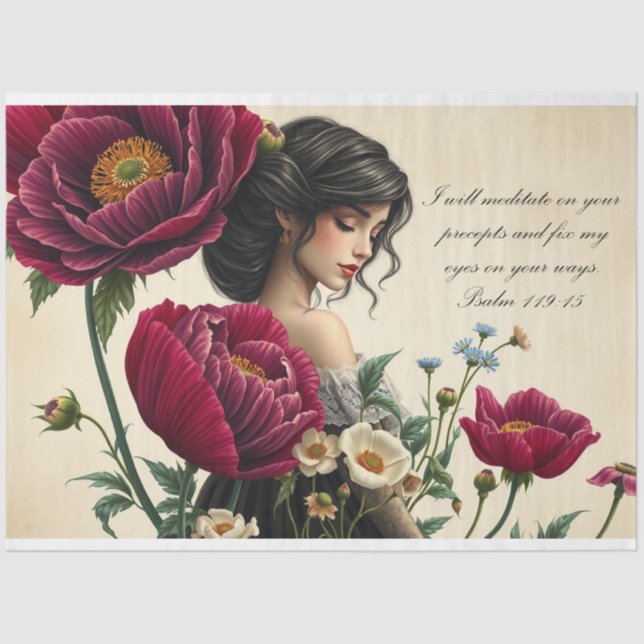 Scripture Le Femme Victorian Roses Decoupage Tissue Paper (Front)
