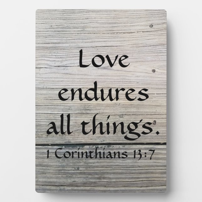 Scripture Love Endures All Plaque (Front)