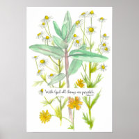 Scripture Matthew 19:26 Bible Verse Chamomile 