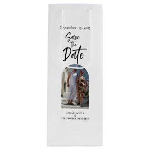 Scripture Photo Save the date Wine Gift Bag