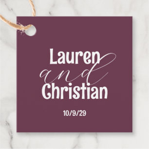 Scripture Plum Square Wedding Favor Tags
