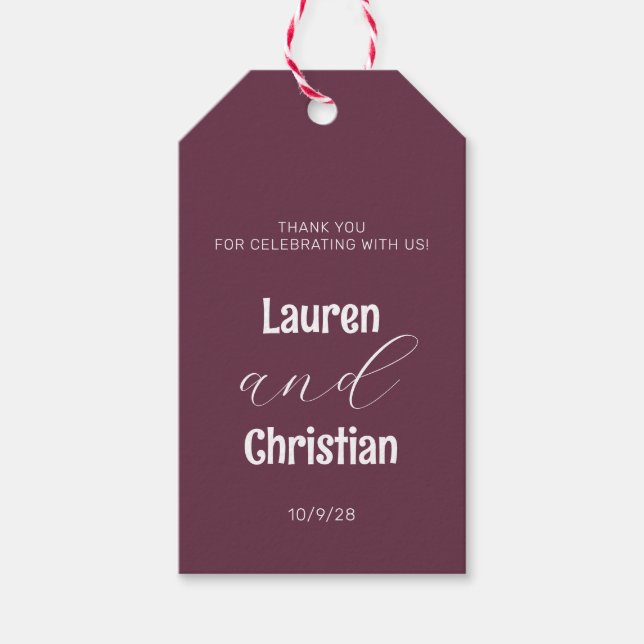 Scripture Plum Square Wedding   Gift Tags (Front)