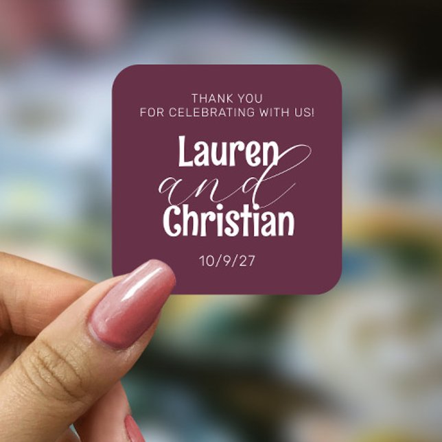 Scripture Plum Square Wedding  Square Sticker (Creator Uploaded)