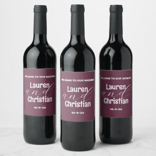 Scripture Plum Square Wedding  Wine Label