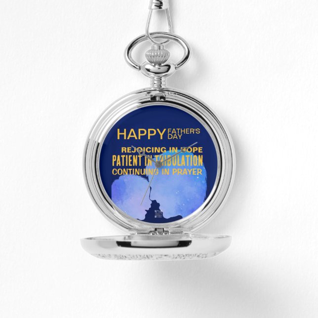 Scripture Pocket Watch Father's Day Romans 12:12 (Front)