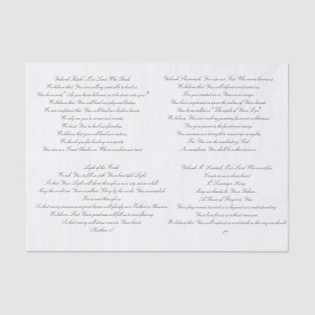 Scripture Prayer Decoupage' Tissue Paper (Front)