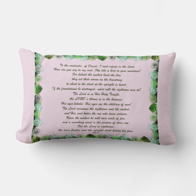 Scripture, Psalm 11, Bible Verse, Lumbar Cushion (Front)