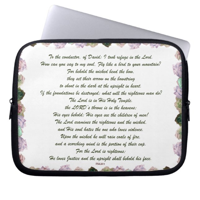 Scripture, Psalm 11, Colourful Roses Laptop Sleeve (Front)