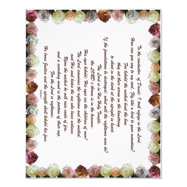 Scripture, Psalm 11, Flowerful Photo Print (Front)