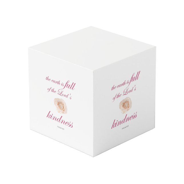 Scripture, Psalm 33, Full Kindness White Rose Cube (Front Angled)