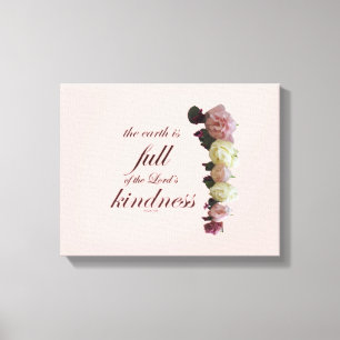 Scripture, Psalm 33, White and Pink Roses Canvas Print