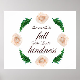 Scripture, Psalm 33, White Roses & Green Branches Poster