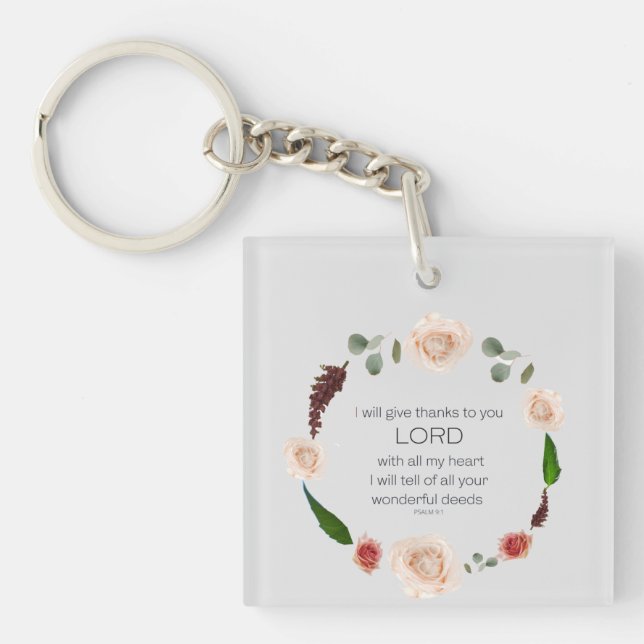Scripture, Psalm 9, All Your Wonderful Deeds LORD Key Ring (Front)