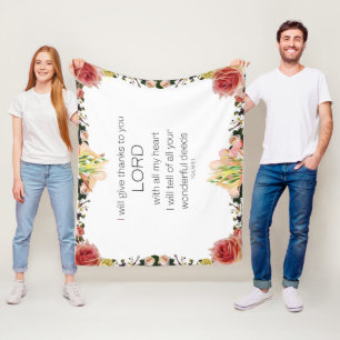Scripture Psalm 9, Floral Fleece Blanket