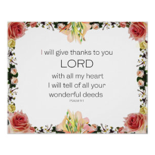 Scripture Psalm 9, Floral Poster