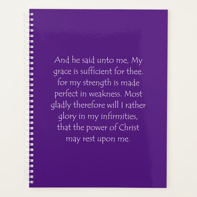 Scripture Quote 2 Corinthians 12 9 Planner (Front)