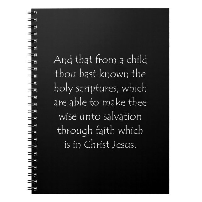 Scripture Quote 2 Timothy 3 15 Notebook (Front)