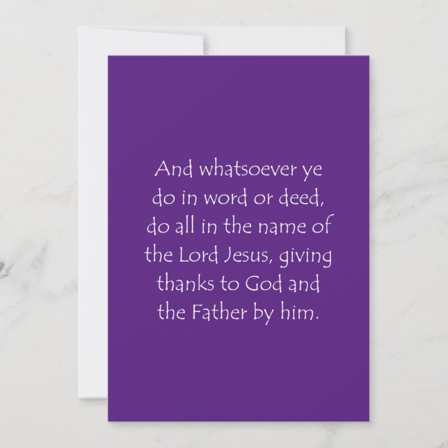 Scripture Quote Colossians 3 17 Thank You Card (Front)