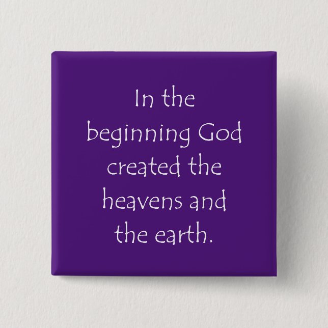 Scripture Quote Genesis 1 1 15 Cm Square Badge (Front)
