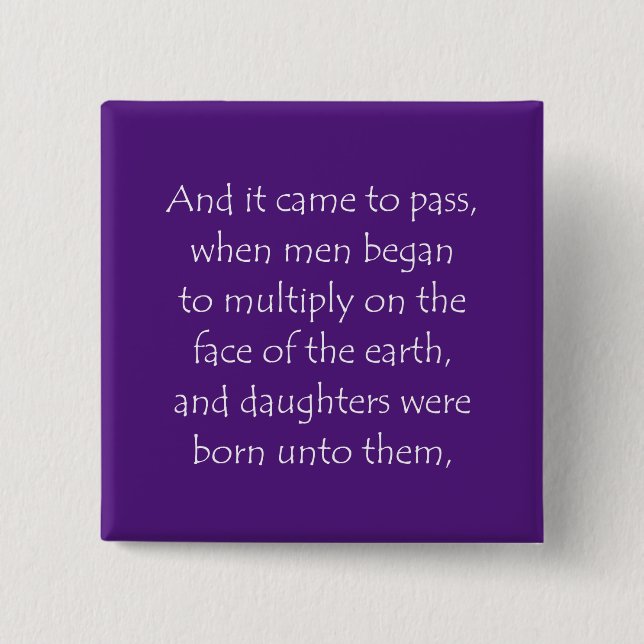 Scripture Quote Genesis 6 1 15 Cm Square Badge (Front)