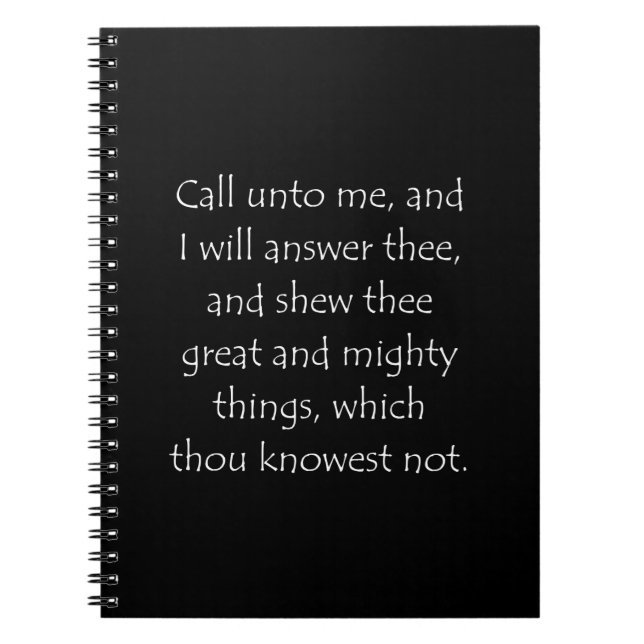 Scripture Quote Jeremiah 33 3 Notebook (Front)