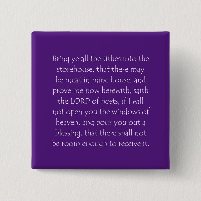 Scripture Quote Malachi 3 10 15 Cm Square Badge (Front)