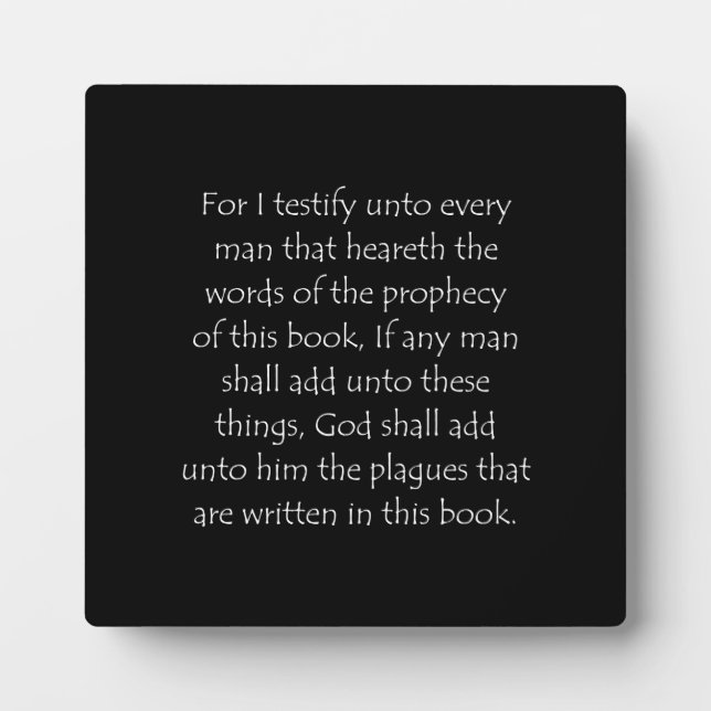 Scripture Quote Revelation 22 18 Plaque (Front)