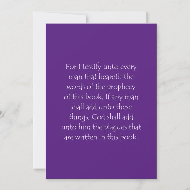 Scripture Quote Revelation 22 18 Thank You Card (Front)