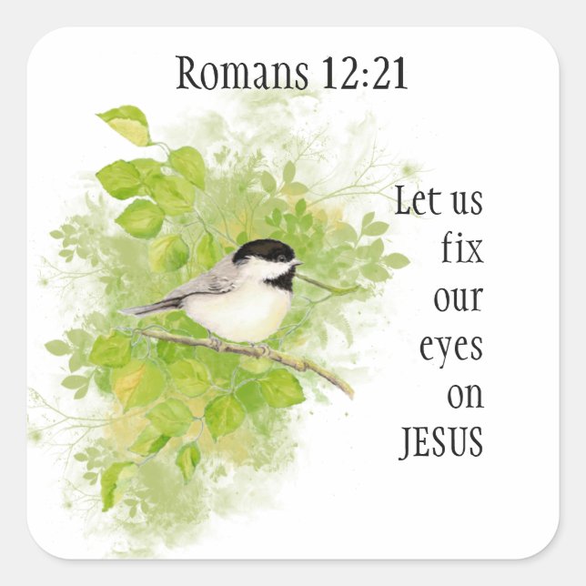 Scripture Romans 12:12 Joyful, Patient, Faithful Square Sticker (Front)