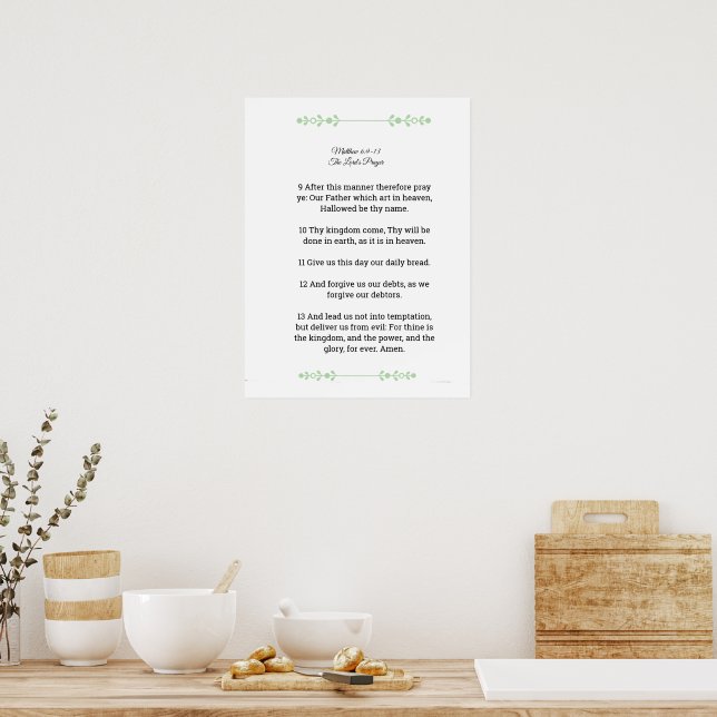 Scripture Template, The Lord's Prayer, black  Poster (Kitchen)
