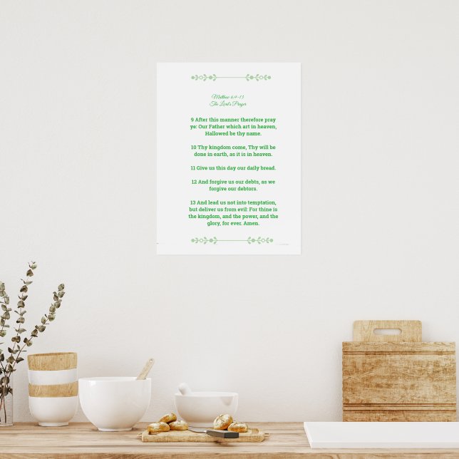 Scripture Template, The Lord's Prayer, green Poster (Kitchen)