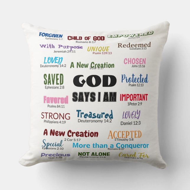 Scripture Throw Pillow God Says (Front)