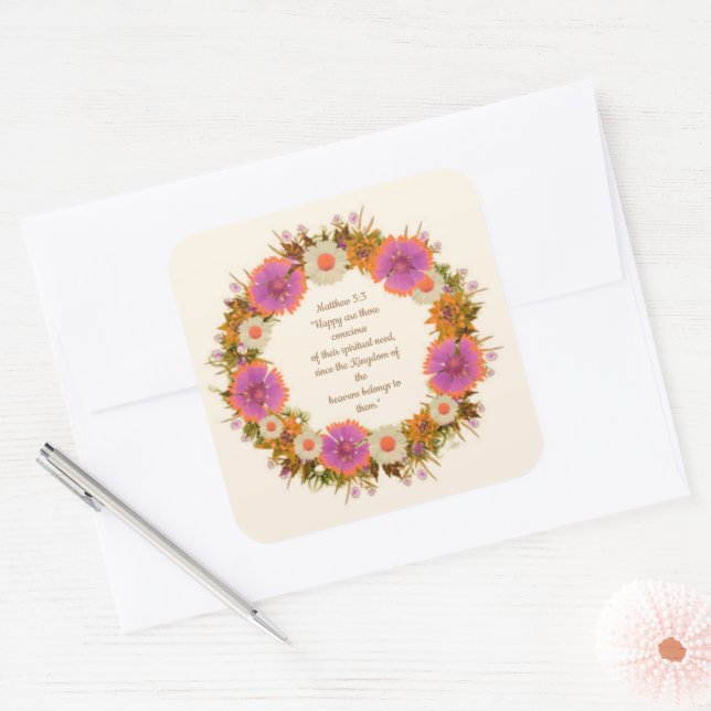 Scripture Verse Spiritual Message Kingdom Square Sticker (Envelope)