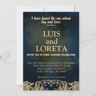Scripture Wedding Invitation Card I Found Blue