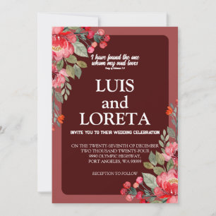 Scripture Wedding Invitation Card I Found Red