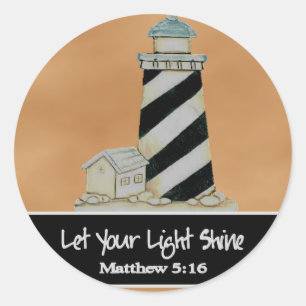 Scripture with Lighthouse Classic Round Sticker