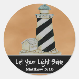 Scripture with Lighthouse Classic Round Sticker