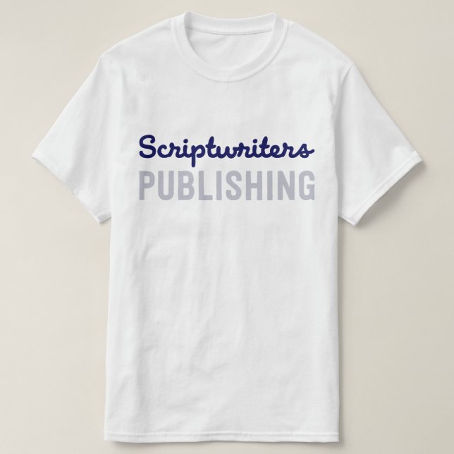 Scriptwriters Publishing Navy Blue/Grey T-Shirt (Design Front)