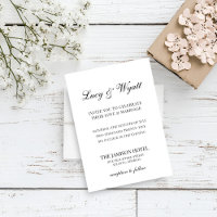 Scripty Black & White Modern Wedding Invitation