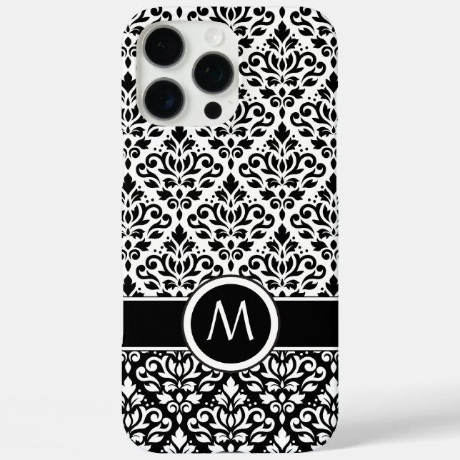 Scroll Damask 2Part Ptn BW Band (Custom) Case-Mate iPhone Case (Back)