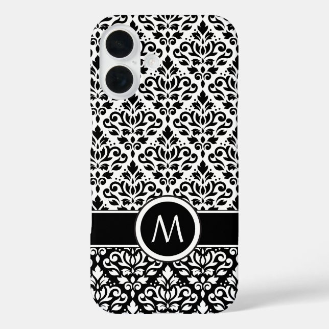 Scroll Damask 2Part Ptn BW Band (Custom) Case-Mate iPhone Case (Back)
