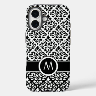 Scroll Damask 2Part Ptn BW Band (Custom) iPhone 16 Case