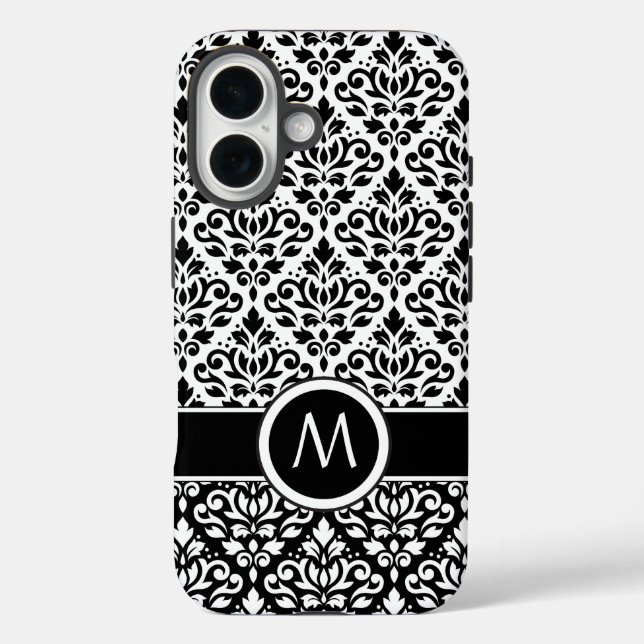 Scroll Damask 2Part Ptn BW Band (Custom) Case-Mate iPhone Case (Back)