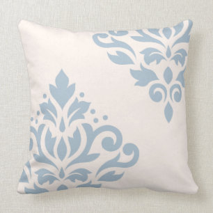 Scroll Damask Art I 2Way Cream & Light Blue Cushion