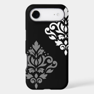 Scroll Damask Art I Black Gray White
