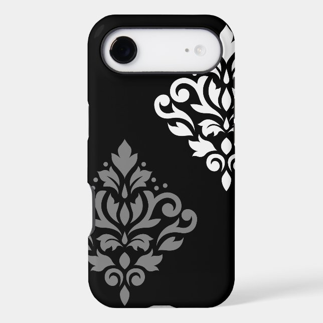 Scroll Damask Art I Black Gray White (Back)