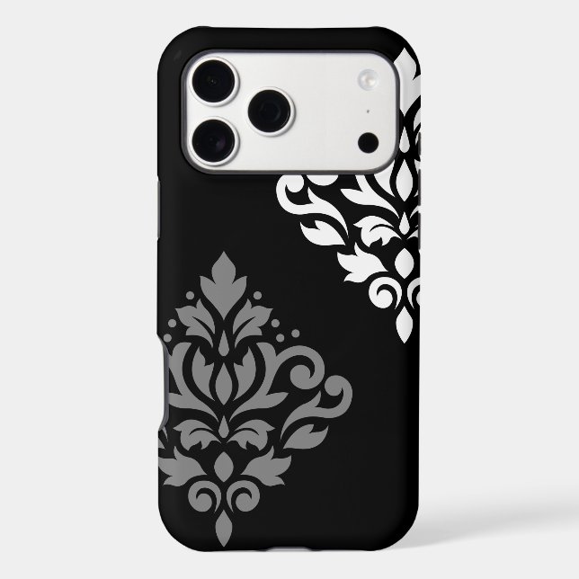 Scroll Damask Art I Black Gray White (Back)